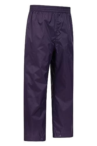 Mountain Warehouse Pakka Kids Waterproof Rain Pants - Splash Pants, Overtrousers, Boys & Girls Purple Kids 9-10 Yrs (128-140 cm) — view 2
