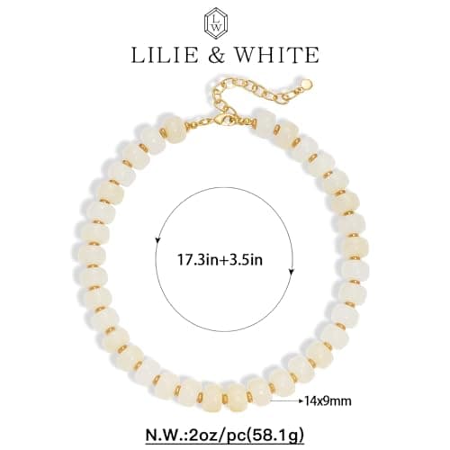 LILIE&WHITE Mothers Day Gifts for Mom Daughter White Resin Chunky Beaded Necklace for Women Minimalistic Beaded Choker Necklace Modern Statement Necklace Jewelry Accessories — view 5