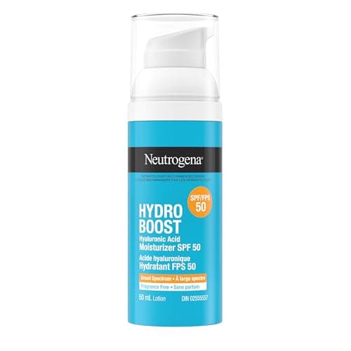 Neutrogena Hydro Boost Hyaluronic Acid Moisturizer SPF 50 with Broad Spectrum, Non-Greasy, Fragrance Free Daytime Facial Moisturizer to Hydrate Dry Skin, 50 mL