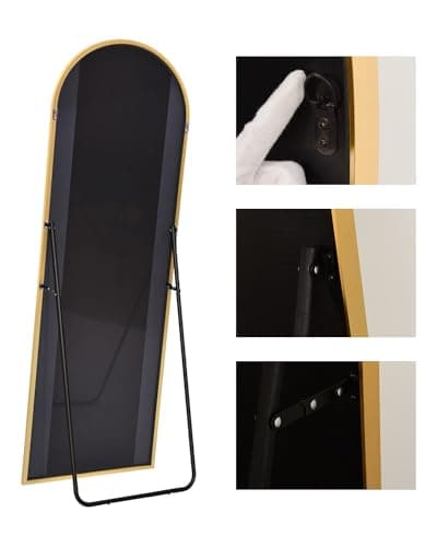 KOMCOTE Full Length Floor Mirror, 82x42 Inch Oversized Arched Standing Mirror in Gold for Bedroom, Living Room, Dressing Room - Elegant Freestanding Leaning Mirror Decor — view 5