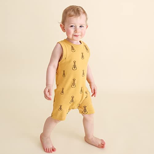 Parade Organic Tank Rompers - Signature Prints Yellow Ukuleles 3-6 Months — view 2