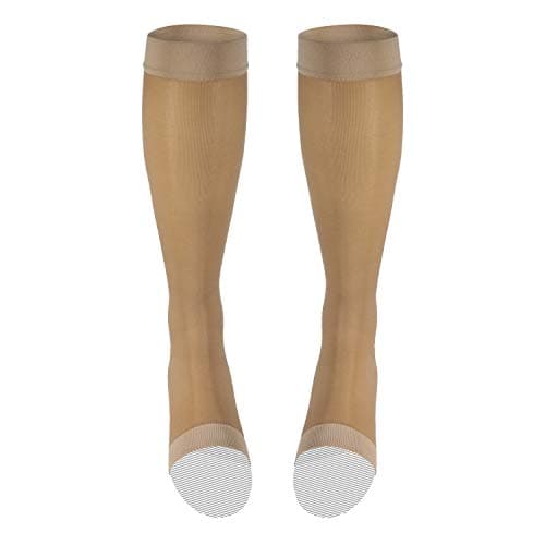 Truform Sheer Compression Stockings, 15-20 mmHg, Women's Knee High Length, Open Toe, 20 Denier, Light Beige, Small — view 6