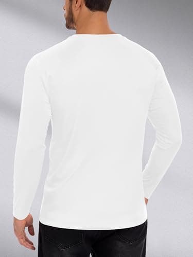 TUREFACE Men's UPF 50+ UV Protection Long Sleeve T-Shirt Quick Dry No Chafe Rash Guard for Hiking Fishing Running White X-Large