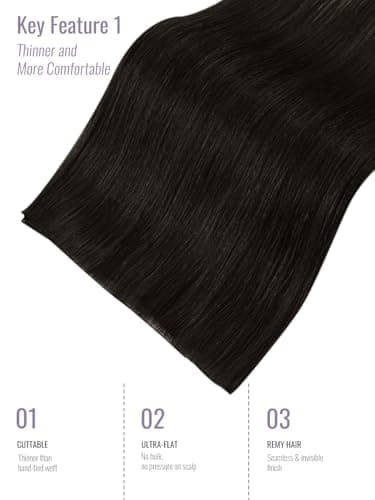 Fshine Brown Genius Weft Hair Extensions Sew in Real Human Hair 16 Inch Darkest Brown Weft Remy Hair Extensions Straight Brown Weave Hair Extension Human Hair 50 Grams — view 3