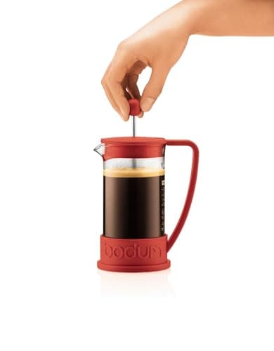 Bodum 34oz Brazil French Press Coffee Maker, High-Heat Borosilicate Glass, Red - Made in Portugal — view 3