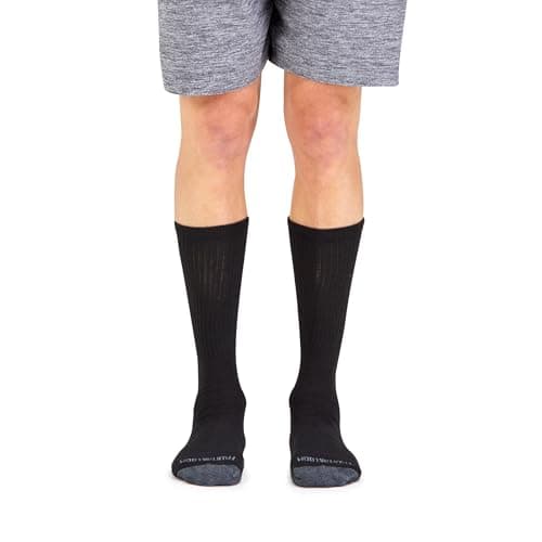 Fruit of the Loom Men's Dual Defense Crew Socks (12 Pack), Black, Medium (6 - 12)