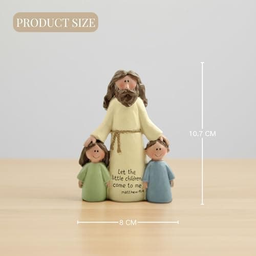 Jesus with Children Figurine - Resin Christian Statue with Bible Verse Let The Little Children Come to Me, Inspirational Religious Decor for Home, Sunday School and Ministry, 10.7cm Tall — view 4