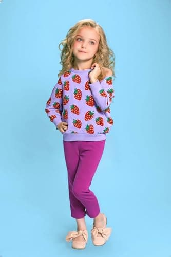 Winzik Girls Sweatshirt Christmas Sweater Shirt Toddler Kids Girl Pullover Fall Long Sleeve Tops Tee Clothes 2-7T (2-3T, Purple Strawberry) — view 3