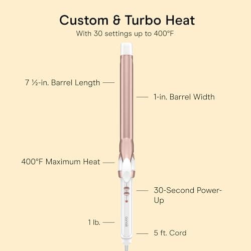 Conair Double Ceramic Long Barrel 1-Inch Curling Iron, 1.0" Barrel Produces Classic Curls – for use on Medium and Long Hair, Hair Curler — view 3