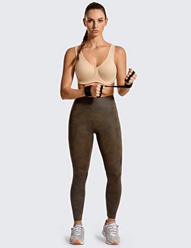 SYROKAN Women's Max Control Underwire Sports Bra High Impact Plus Size with Adjustable Straps Beige 38D — view 5