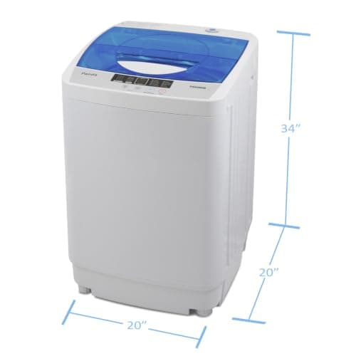 Panda 1.34 Cu.ft Portable Washing Machine, Fully Automatic Laundry Washer with Built-in Drain Pump, Top Load Clothes Washer 10 LBS Load Volume for Apartment and Household, Blue Transparent Lid