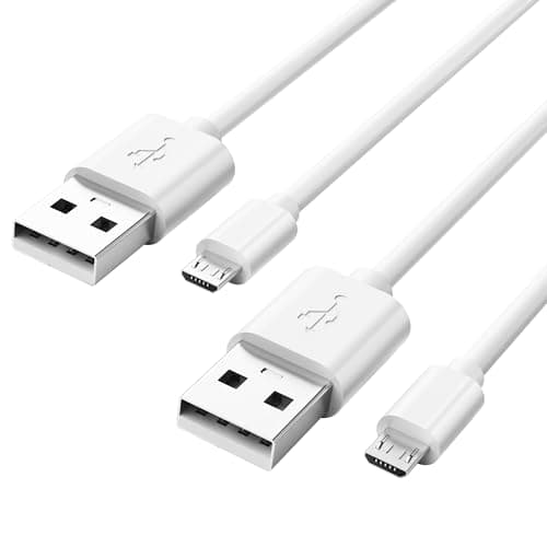 Superer 2 Pack 5ft White Micro USB Charger Cable Fit for PS4 Controller, Xbox One X S, Kindle Paperwhite, Amazon Fire Tablet, Roku Streaming Stick Express Premiere+, Android Phone Data Sync Power Cord