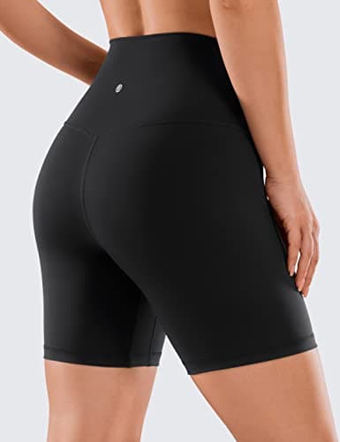 CRZ YOGA Women's Naked Feeling Biker Shorts 6'' - High Waist Yoga Workout Gym Spandex Shorts Black Large