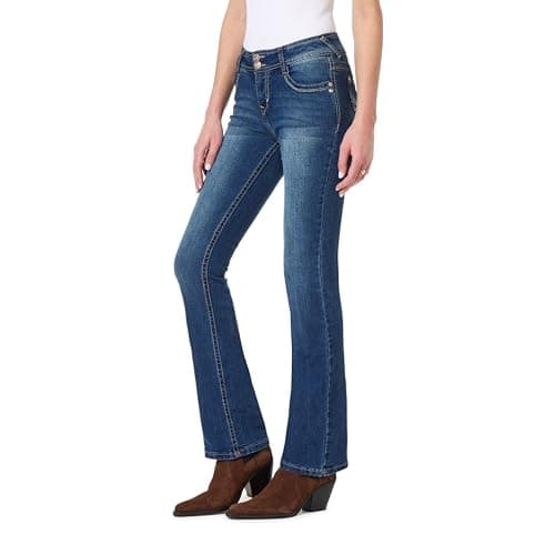 WallFlower Luscious Curvy Bootcut Jeans for Women Mid-Rise Insta Stretch Denim in Petite, Midsize, Plus Size, Juniors Jeans, Twinkle, 20 Plus