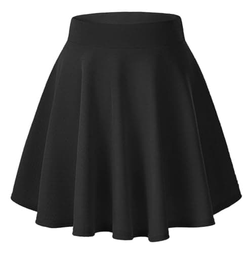 Urban CoCo Women's Basic Versatile Stretchy Flared Casual Mini Skater Skirt (XS, Black)