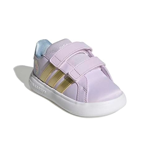 adidas Unisex-Baby Grand Court Elsa I, Ice Lavender/Gold Metallic/Blue, 8.5 — view 4