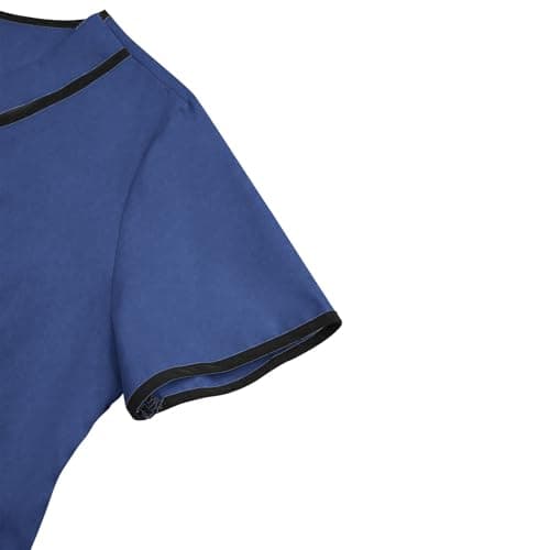 Lmdudan Housekeeping Uniform Scrub Tops for Women Stretchy Cleaning Clothes Nursing Scrub Top Medical Workwear Dark Blue — view 3