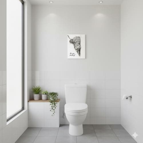 HesenDot Highland Cow Are You Pooping Funny Bathroom Wall Art, 30x40cm — view 5