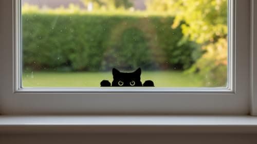 Peeking Sneaky Cat Sticker Funny Vinyl Waterproof, 5in - Black Cat Yeti Cup Cooler Box Decal Car Laptop Wall (No_Border) — view 3