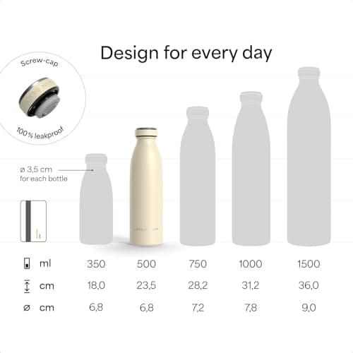 LARS NYSØM Stainless Steel Insulated Water Bottle 350ml, 500ml, 750ml, 1L, 1 5 Liter | Insulated Thermo Flask for Hot and Cold Beverages | Leakproof Drinking Bottle (Sky Blue, 500ml) — view 3