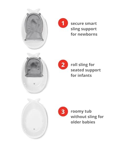 Skip Hop Infant Bath Tub 3-Stage Grow With Baby Smart Sling MOBY Bathtub White Age 0+ — view 3