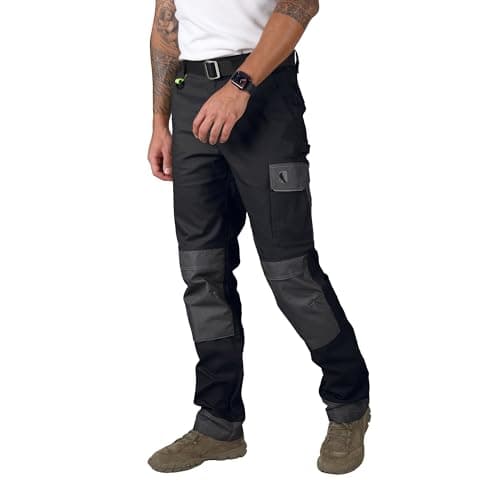 Ellobird Men's Construction Work Pants for Men Double Knee Reinforcement Flex Stretch Elastic Waistband Tactical Cargo Pant