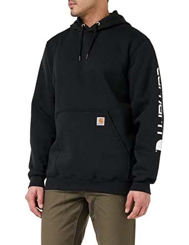 Carhartt Men's Midweight Sleeve Logo Hooded Sweatshirt (Regular and Big & Tall Sizes),Black,Large — view 2