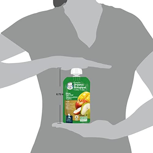 GERBER Organic PURÉE Mango Apple Pear, Baby Food, Meal, 6+ Months, 128 ml, 12 Pack, Packaging May Vary — view 5