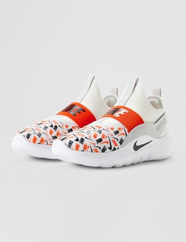 Nike Little Kid's Flex Runner 4 AOP, White/Black-Safety Orange-Vast Grey, 2Y — view 4