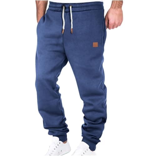 Big and Tall Sweatpants for Men Fleece Loose Running Drawstring Joggers Active Elastic Waist Cuffed Leg Tapered Pants Navy
