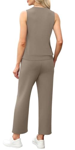 WIHOLL 2 Piece Sets for Women Airport Outfits Wige Leg Pants Womens Clothing Trendy 2025 Resort Wear Coffee S — view 4