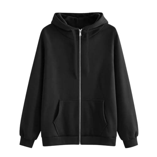 MKLUNJOP Zipper Hoodies For Women Oversized Sweatshirt Lightweight Jacket — view 3