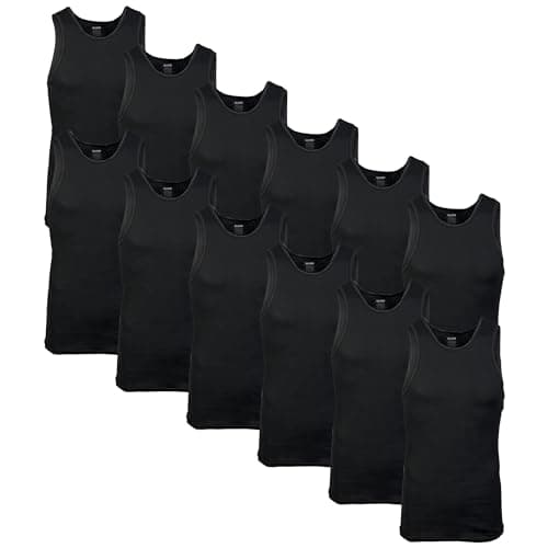 Gildan Men's A-Shirt Tanks, Multipack, Style G1104, Black (12-Pack), Small