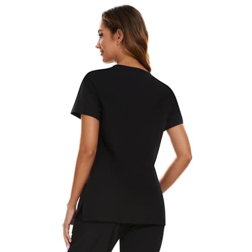 COZYFIT Scrub Tops for Woman - Soft Stretch, V-Neck Top Scrubs with 3 Pockets, Easy Care for Women Black — view 6