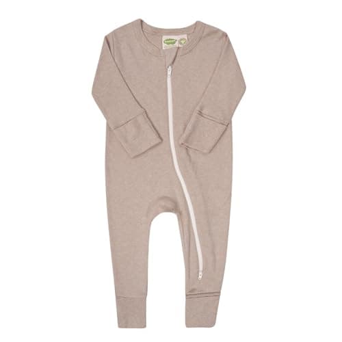 Parade Organic Snuggle Soft Melange '2-Way' Zipper Romper Fawn Melange 6-12M with mitts