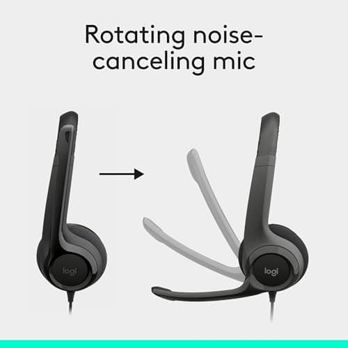 Logitech H390 Wired Headset for PC/Laptop, Stereo Headphones with Noise Cancelling Microphone, USB-A, in-Line Controls, Works with Chromebook - Black — view 2