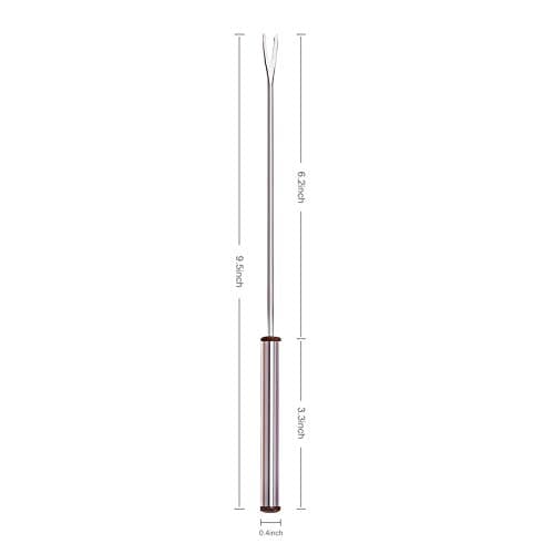 Set of 12 Stainless Steel Fondue Forks 9.5", Color Coded Cheese Fondue Forks Smores Sticks with Heat Resistant Handle for Chocolate Fountain Cheese Roast Marshmallows Dessert Fruits — view 6