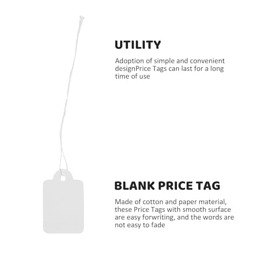 Price Tags and Connecting Rope 500 String Merchandise Tag White Mini tag, Display Tag,Marking Strung Tags Writable Label for Pricing Gift Jewelry Clothing (White, 0.87 X 1.38 inch) — view 6