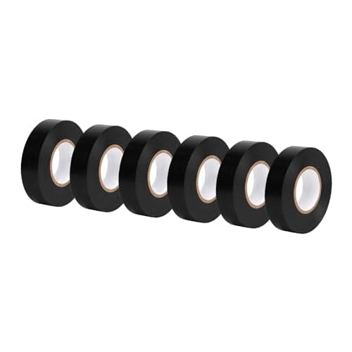 Amazon Basics Electrical Adhesive Tape, Insulating with Strong Adhesive, for Home DIY, Repairs, Electrical, Automotive and Equipment, 3/4" x 60', Black, 6-Pack