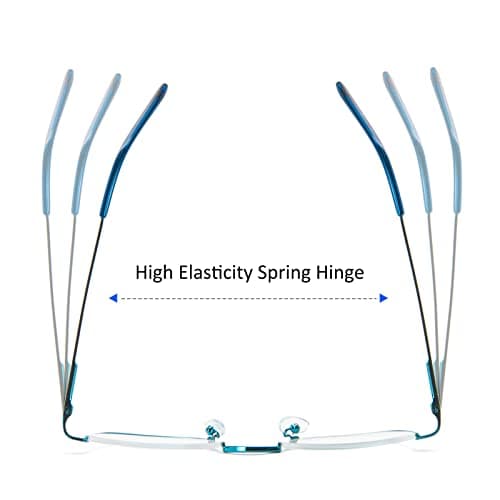 Half Reading Glasses 2 Pairs Half Rim Metal Frame Glasses Spring Hinge Readers for Men and Women, Black+Blue 2.50 — view 2