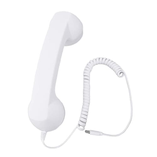 Generic Retro Phone Handset, Type C Wired Telephone Handset Receiver with Volume Control and HiFi Speaker, for Cellphone Video Call Conference (White) — view 2