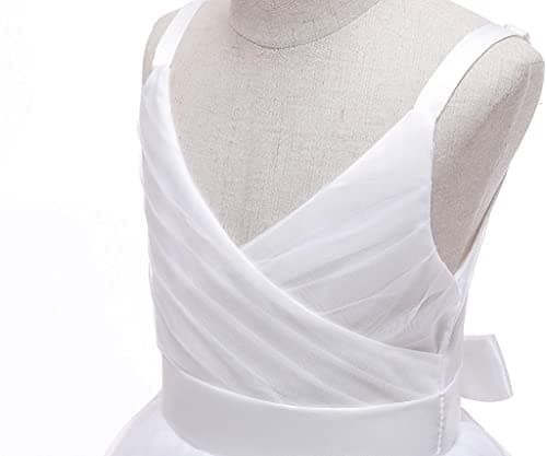 Glamulice Lace Flower Girl Dress White First Communion Kids Birthday Ball Gown Junior Bridesmaid Tulle Maxi V Neck Spaghetti Straps Long A Line Pageant Wedding Party Dresses 11-12 School Program Gown — view 6
