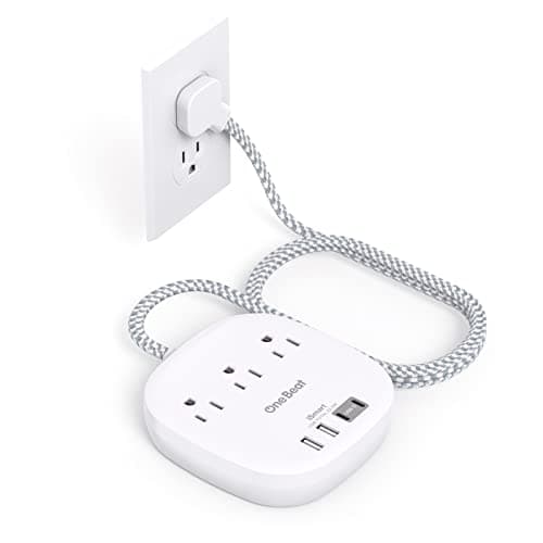 One Beat Flat Plug Power Bar with USB C, 6FT Ultra-Thin Extension Cord, 3 Outlet with 4 USB Ports (2 USB C) Desktop Charging Station, No Surge Protection for Cruise Ship, Travel Essentials, Dorm Room