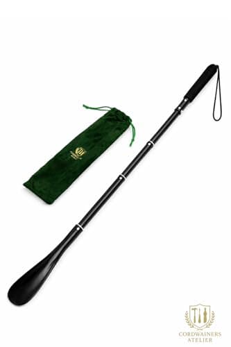 Extendable Aluminum Shoe Horn with Adjustable Long Handle – Aluminum Shoehorn for Easy Wear– Aluminum Shoe horn, Telescopic from 14.5” to 37” – Long Handle for Boots & Mobility Support — view 2