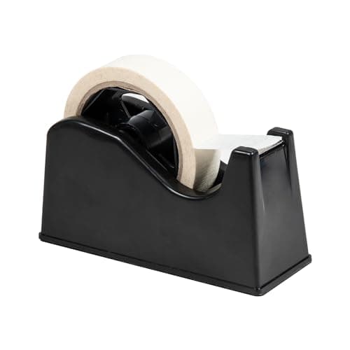 Desktop Tape Dispenser Adhesive Roll Holder (Fits 1" & 3" Core) with Weighted Nonskid Base (1Pack-Black) — view 4