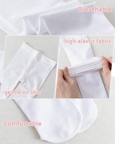 Toddler Tights White Baby Girl Ballet Tights Girls Ultra Soft Dance Tight 6-12 Months Footed Leggings Stockings 2 Pack(White, S) — view 5