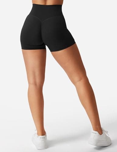 YEOREO Women's Biker Shorts 3.6" /4.5" Workout Gym Shorts Craze High Waist Tummy Control Hidden Scrunch Running Yoga Black M — view 4