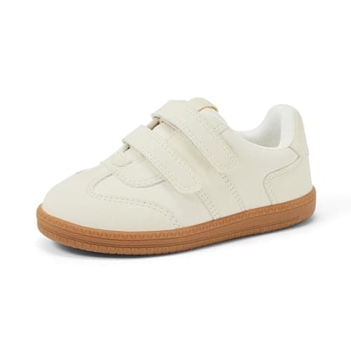 Amazon Essentials x Sofia Grainge Unisex Toddlers' Hook and Loop Sneakers with Rubber Sole, Ivory, 6 Toddler