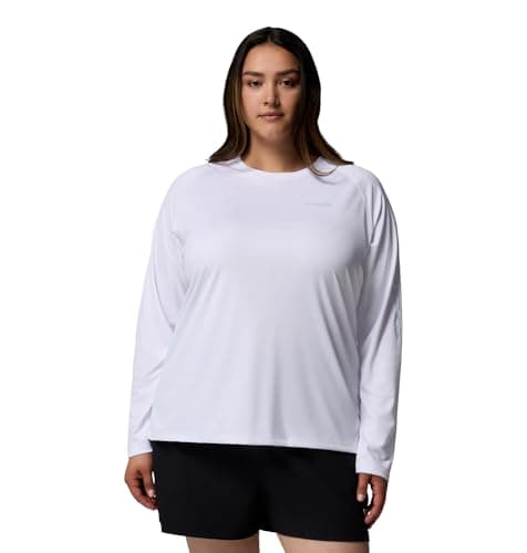 Columbia Womens PFG Tidal Tee II Long Sleeve Sun Protection Shirt, White/Cirrus Grey Logo, Large — view 4
