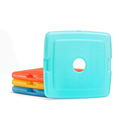 Cool Coolers By Fit & Fresh 4 Pack Slim Ice Packs, Quick Freeze Space Saving Reusable Ice Packs for Lunch Boxes or Coolers, Multi Colored, Single Pack
